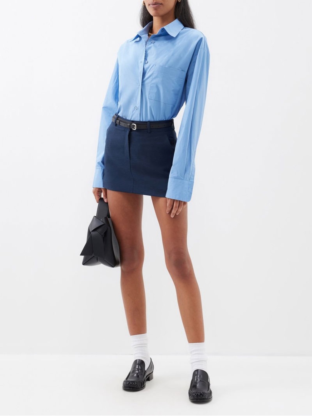 The Frankie Shop Isle Linen-Blend Mini Skirt XL